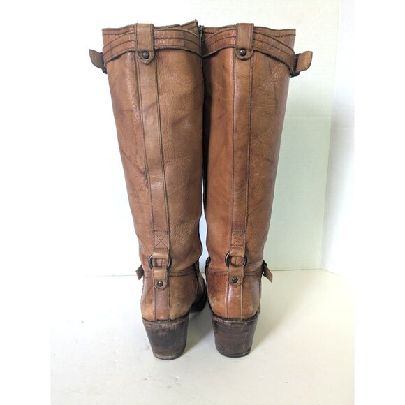 Frye Carmen Boots Womens Size 8.5 Tan Brown Tall Leather Zip Western Riding - Picture 5 of 11